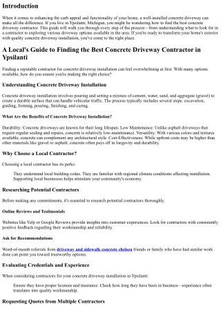 A Local's Guide to Finding the Best Concrete Driveway Contractor in Ypsilanti