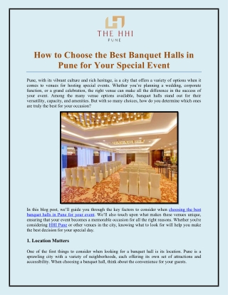 How to Choose the Best Banquet Halls in Pune for Your Special Event