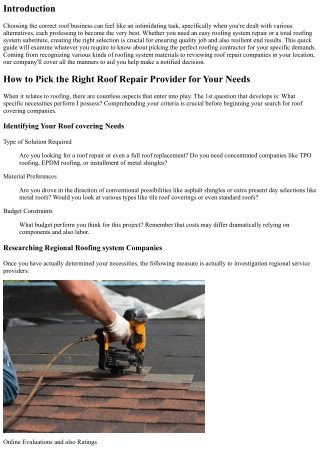 How to Choose the Right Roof Company for Your Necessities