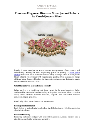 Timeless Elegance Discover Silver Jadau Chokers by Kanshi Jewels Silver