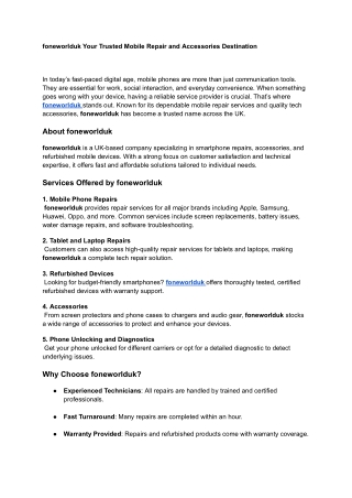 foneworlduk Your Trusted Mobile Repair and Accessories Destination