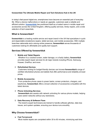 foneworlduk The Ultimate Mobile Repair and Tech Solutions Hub in the UK