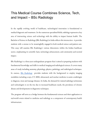 This Medical Course Combines Science, Tech, and Impact – BSc Radiology