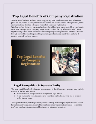 Top Legal Benefits of Company Registration