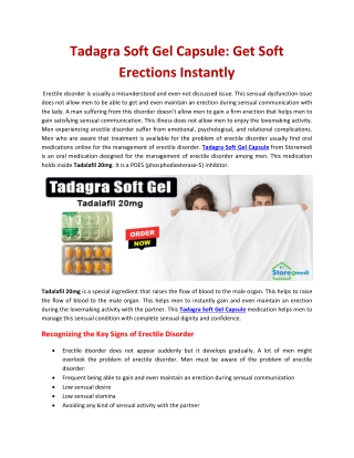Tadagra Soft Gel Capsule Get Soft Erections Instantly