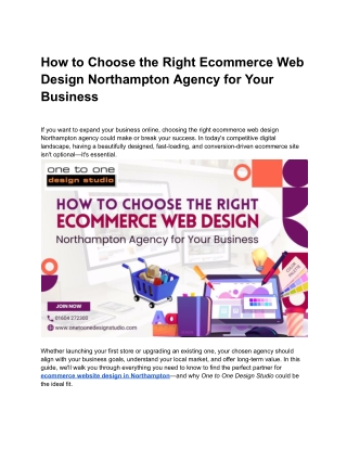 How to Choose the Right Ecommerce Web Design Northampton Agency for Your Business