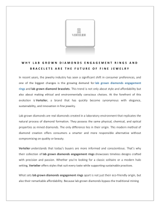 Why Lab Grown Diamonds Engagement Rings and Bracelets Are the Future of Fine Jew