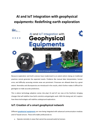 AI and IoT integration with geophysical equipments: Redefining earth exploration