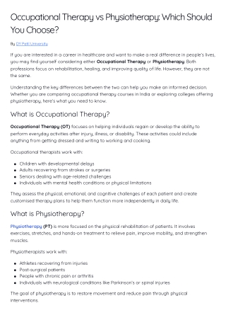 Occupational Therapy vs Physiotherapy: Which Career Path Fits You Best?