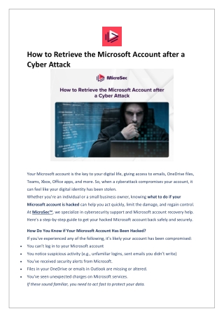 How to Retrieve the Microsoft Account after a Cyber Attack