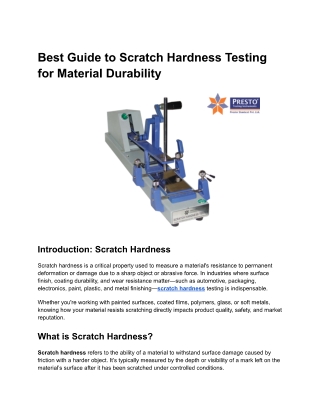 Best Guide to Scratch Hardness Testing for Material Durability