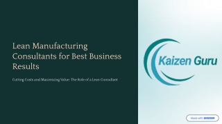 Lean Manufacturing Consultants for Best Business Results