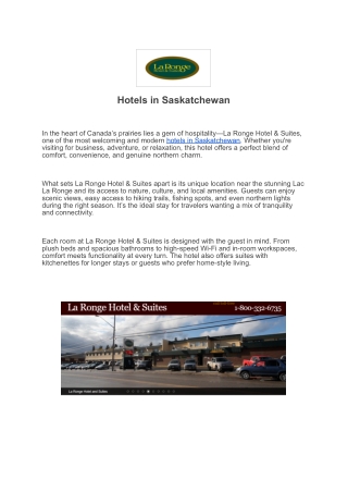 Hotels in Saskatchewan – La Ronge Hotel & Suites