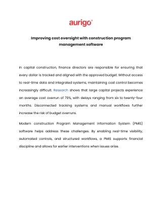 Improving cost oversight with construction program management software