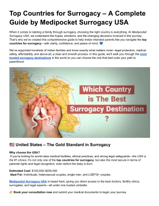 Top Countries for Surrogacy – A Complete Guide by Medipocket Surrogacy USA