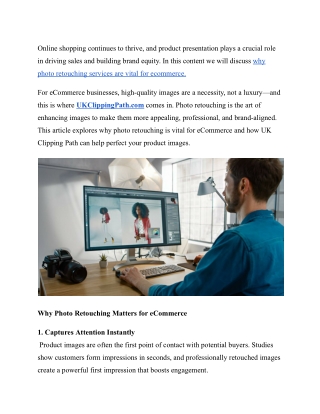 Why Photo Retouching Is important for eCommerce Success