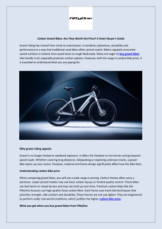 Carbon Gravel Bikes Are They Worth the Price A Smart Buyers Guide