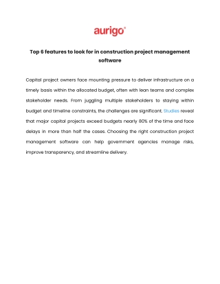 Top 6 features to look for in construction project management software
