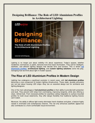 The Role of LED Aluminium Profiles in Architectural Lighting