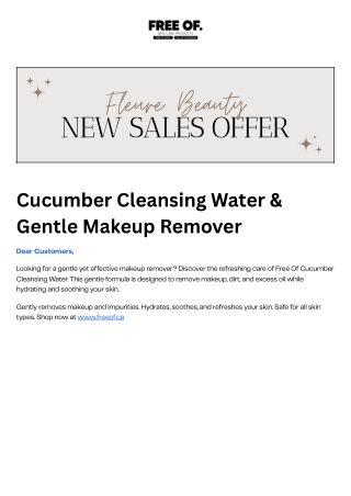 Cucumber Cleansing Water & Gentle Makeup Remover - Freeof.ca Doc