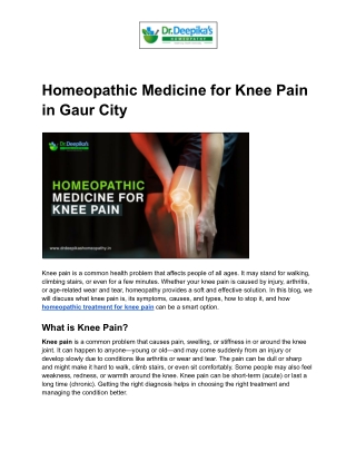 Homeopathic Medicine for Knee Pain in Gaur City