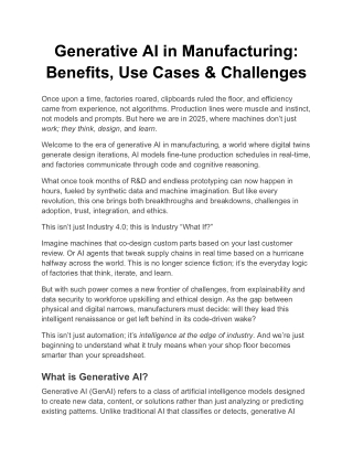 Generative AI in Manufacturing