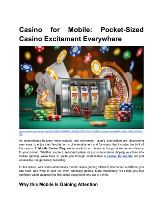 Casino for Mobile_ Pocket-Sized Casino Excitement Everywhere