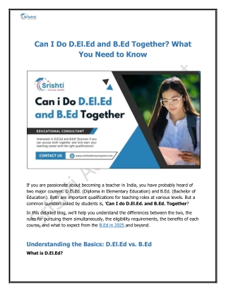 Can I Do D.El.Ed and B.Ed Together? What You Need to Know