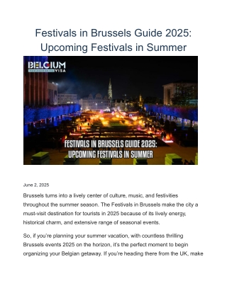 Festivals in Brussels Guide 2025
