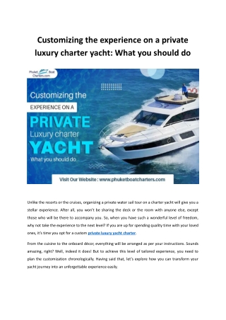 Customizing the experience on a private luxury charter yacht What you should do