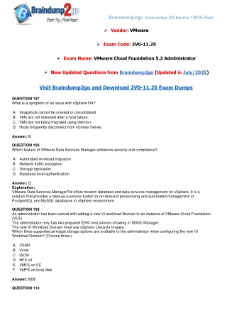 [July-2025]New Braindump2go 2V0-11.25 PDF Dumps (107-130)