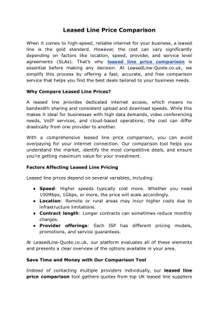Leased Line Price Comparison