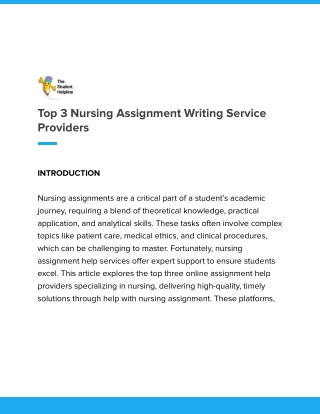 Top 3 Nursing Assignment Writing Service Providers