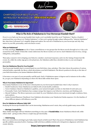 What is The Role of Nakshatras in Your Horoscope Kundali Chart