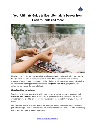 Your Ultimate Guide to Event Rentals in Denver from Linen to Tents and More