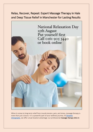 Relax, Recover, Repeat Expert Massage Therapy in Hale and Deep Tissue Relief in Manchester for Lasting Results
