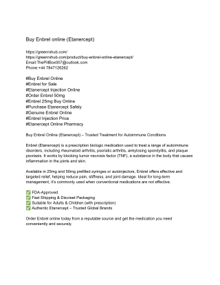 Buy Enbrel online (Etanercept)