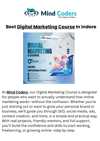 Complete Digital Marketing Course In Indore.