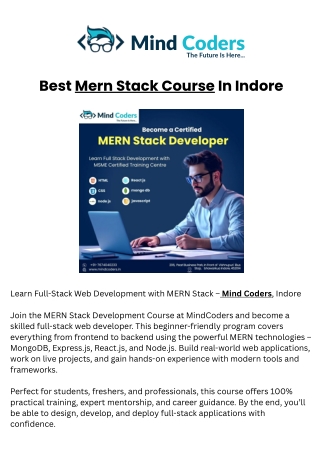 complete Mern Stack Course In Indore.