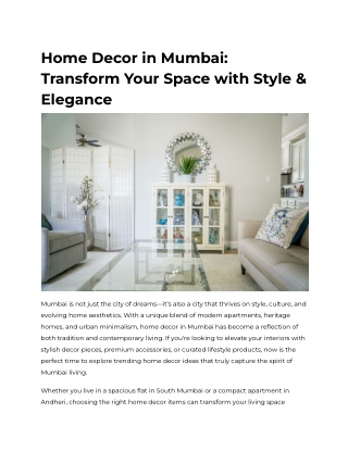 Home Decor in Mumbai_ Transform Your Space with Style & Elegance