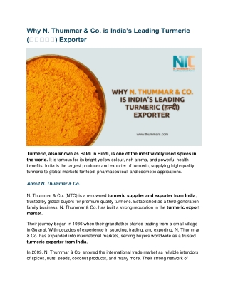 Why N. Thummar & Co. is India’s Leading Turmeric Exporter