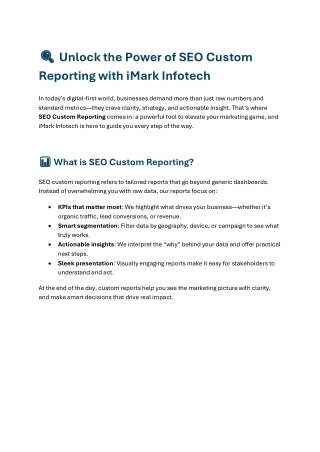 Unlock the Power of SEO Custom Reporting with iMark Infot