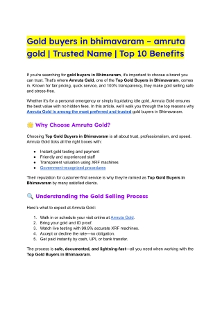 Gold buyers in bhimavaram – amruta gold _ Trusted Name _ Top 10 Benefits