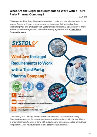 What Are the Legal Requirements to Work with a Third Party Pharma Company?