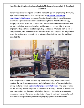 How Structural Engineering Consultants in Melbourne Ensures Safe & Compliant Structures