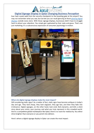 Digital Signage Displays in Qatar  Boost Brand Impact  Axle Systems