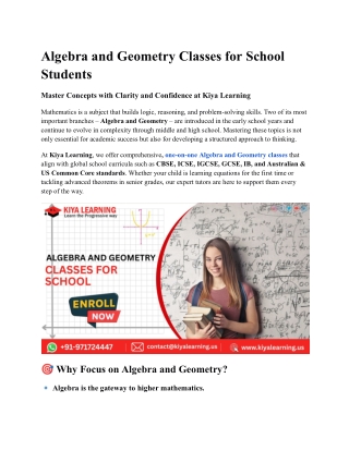 Algebra and Geometry Classes for School Students