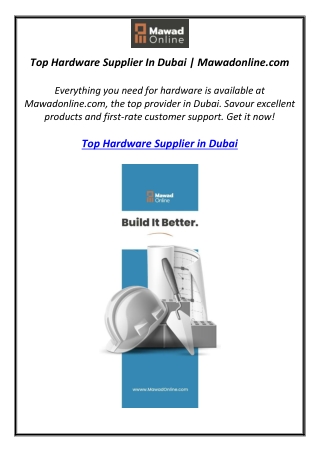 Top Hardware Supplier In Dubai | Mawadonline.com