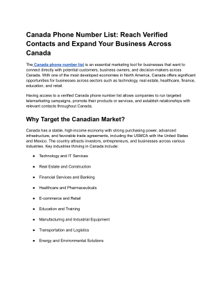 Canada Phone Number List