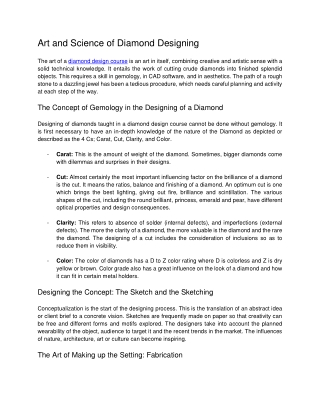 Art and Science of Diamond Designing